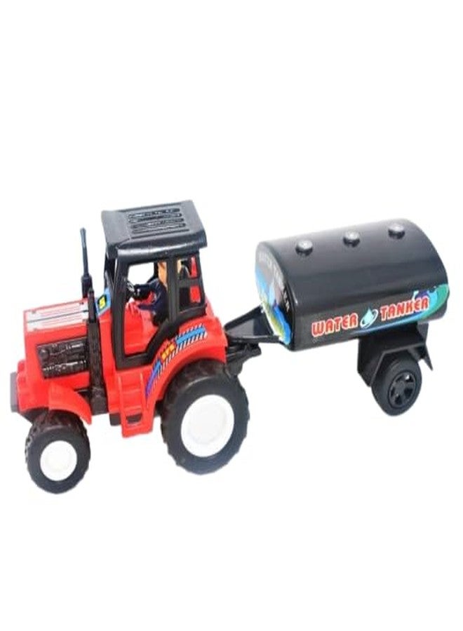 Toy Vibes Plastic Tractor Water Tanker Toys Vehicle Playset for Kids, Friction Powered Unbreakable Attractive Tractor Water Tanker Toy for Kids Boy and Girls (Red) - Image 2